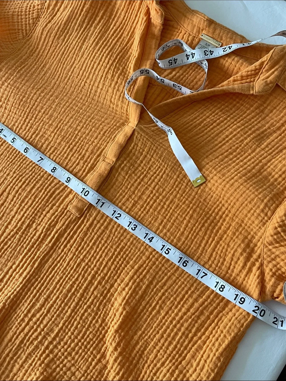 Magaschoni Short Sleeve Top 100% Organic Cotton Gauze Apricot Size S Resortwear - Picture 5 of 8
